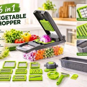 ল্টিফাংশনাল ভেজিটেবল চপার ও কাটার | Vegetable Chopper & Slicer | 16-in-1 Kitchen Vegetable Cutter with Storage Container